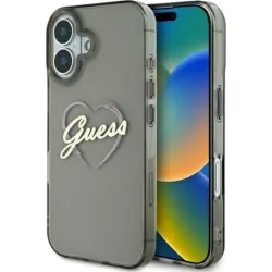 Custodia per Apple iPhone 16 Plus, Guess, IML Heart, Nera