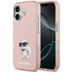 Custodia MagSafe per Apple iPhone 17, Karl Lagerfeld, IML Aquarelle Logo Choupette, Rosa Argentato