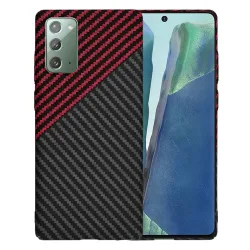 Custodia per Samsung Galaxy Note 20 5G N981 / Note 20 N980, Techsuit, Carbonite FiberShell, Nero Rosso