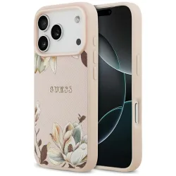 Custodia MagSafe per Apple iPhone 17 Pro Max, Guess, Grained Flowers, Rosa
