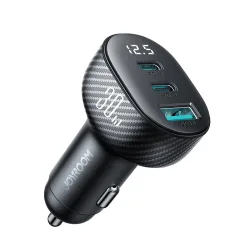 Caricabatterie Auto Joyroom JR-CCD04, 30W, 3A, 1 x USB-A - 2 x USB-C, Nero