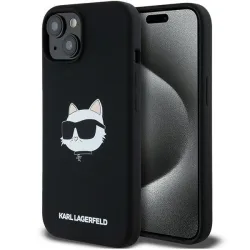Custodia MagSafe per Apple iPhone 15 Plus, Karl Lagerfeld, Silicone Choupette's Head, Nera
