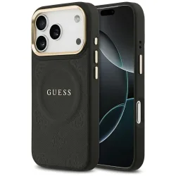 Custodia MagSafe per Apple iPhone 17 Pro, Guess, Peony Hot Stamp, Nera