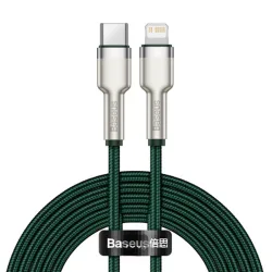 Cavo Dati e Ricarica USB-C - Lightning Baseus Cafule Metal Series, 20W, 2m, Verde CATLJK-B06