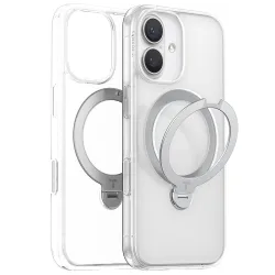 Custodia MagSafe per Apple iPhone 17, Torras, Ostand Spin, Trasparente