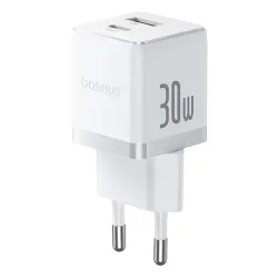 Caricabatterie Rete Baseus Palm, 30W, 3A, 1 x USB-A - 1 x USB-C, Bianco P1011160A213-00