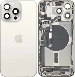 Copertura Batteria Apple iPhone 15 Pro Max, Con Scocca Centrale, Parti Complete, Bianco (Titanio Bianco), Swap Premium