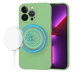 Custodia MagSafe per Apple iPhone 13 Pro, Techsuit, SoftFlex, Verde Chiaro