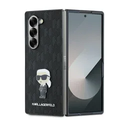 Custodia per Samsung Galaxy Z Fold6 F956, Karl Lagerfeld, Saffiano Monogram Ikonik, Nera