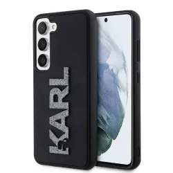 Custodia per Samsung Galaxy S23 S911, Karl Lagerfeld, Logo Glitter in Gomma 3D, Nera