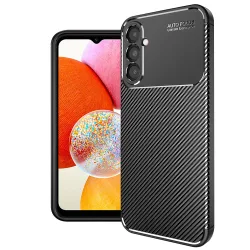 Custodia per Samsung Galaxy A14 A145 / A14 5G A146, Techsuit, CarbonFiber, Nera