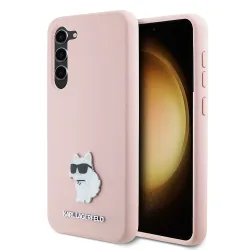 Custodia per Samsung Galaxy S23 S911, Karl Lagerfeld, Silicone Choupette Metal, Rosa
