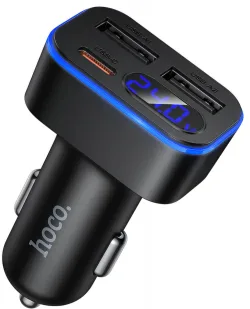 Caricabatterie Auto HOCO Z63A Display, 42W, 3A, 1 x USB-C - 2 x USB-A, Nero