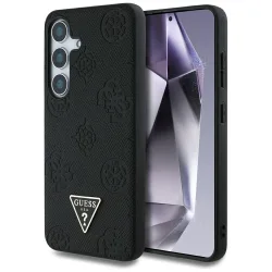 Custodia MagSafe per Samsung Galaxy S25 S931, Guess, Peony Grained Hot Stamp Triangle, Nera