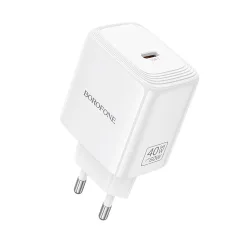 Caricatore da rete Borofone BN33 Fuente, 40W, 1 x USB-C, Bianco