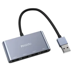 Hub USB Yesido HB12, 4in1, Grigio