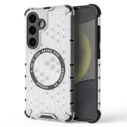 Custodia MagSafe per Samsung Galaxy S24 S921, Techsuit, HoneyComb Shield, Bianca
