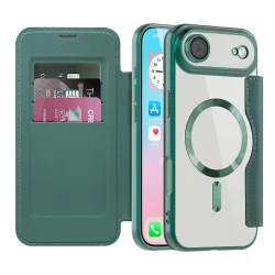 Custodia MagSafe per Apple iPhone 17 Air, Techsuit, SmartMag Book, Verde