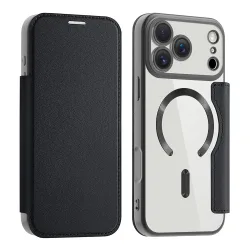 Custodia MagSafe per Apple iPhone 17 Pro Max, Techsuit, SmartMag Book, Nera
