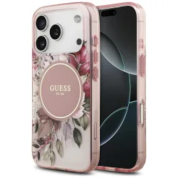 Custodia MagSafe per Apple iPhone 17 Pro Max, Guess, IML Flower & Tonal Circle, Rosa