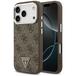 Custodia MagSafe per Apple iPhone 17 Pro, Guess, Logo Triangolo 4G, Marrone Argentato