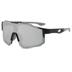 Occhiali da Ciclismo Unisex Techsuit 9337, Protezione UV, Neri Argento