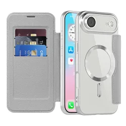Custodia MagSafe per Apple iPhone 17 Air, Techsuit, SmartMag Book, Grigio