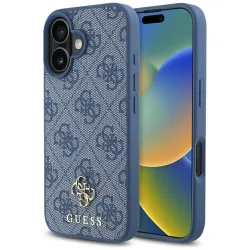 Custodia MagSafe per Apple iPhone 16, Guess, 4G Small and Classic Logo, Blu