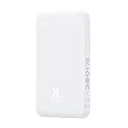 Batteria Esterna Wireless Baseus Magnetic Mini, 5000mAh, 20W, PD + FQI, 1 x QI - 1 x USB-C, Bianca P10022107223-00