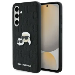 Custodia per Samsung Galaxy S24 FE S721, Karl Lagerfeld, Monogramma Karl & Choupette's Heads, Nera