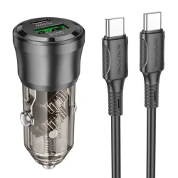 Caricabatterie Auto Con Cavo USB-C Borofone BZ25 Journey, 38W, 3A, 1 x USB-A - 1 x USB-C, Nero