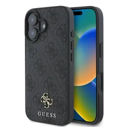 Custodia MagSafe per Apple iPhone 16, Guess, 4G Classic, Nera