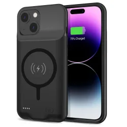 Batteria Esterna Tipo Custodia Wireless Techsuit Power Pro Battery per Apple iPhone 15, 7000mAh, Nera