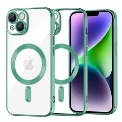 Custodia MagSafe per Apple iPhone 14 Plus, Techsuit, Luxury Crystal, Verde Chiaro