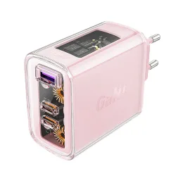 Caricabatterie Retea Acefast A45 Exploration, 65W, 3.25A, 1 x USB-A - 2 x USB-C, Rosa