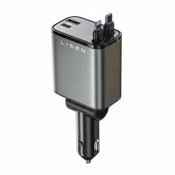 Caricabatterie Auto Con Cavo USB-C / Lightning Lisen, 69W, 3A, 1 x USB-A - 1 x USB-C, Nero YL0224040031