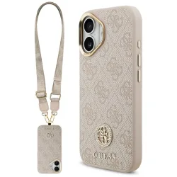 Custodia per Apple iPhone 17, Guess, 4G Strass Logo and Big Strap, Rosa