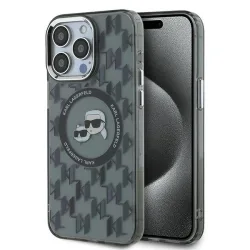Custodia MagSafe per Apple iPhone 15 Pro Max, Karl Lagerfeld, IML Monogramma Karl & Choupette's Heads, Nera