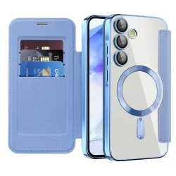 Custodia MagSafe per Samsung Galaxy A55 5G A556, Techsuit, SmartMag Book, Blu