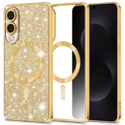 Custodia MagSafe per Samsung Galaxy S25 Edge S937, Techsuit, Luxury Glitter, Oro
