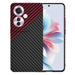 Custodia per Oppo Reno11 F, Techsuit, Carbonite FiberShell, Nero Rosso