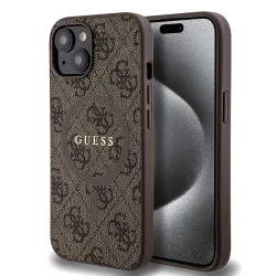 Custodia MagSafe per Apple iPhone 15 Plus, Guess, 4G Colored Ring, Marrone