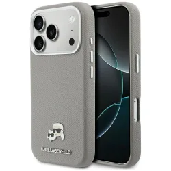 Custodia MagSafe per Apple iPhone 17 Pro, Karl Lagerfeld, Saffiano Karl & Choupette Pins, Grigio