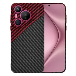 Custodia per Huawei Pura 70, Techsuit, Carbonite FiberShell, Nero Rosso