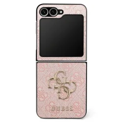 Custodia per Samsung Galaxy Z Flip7 F766, Guess, Logo Metallico 4G, Rosa