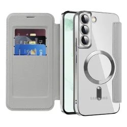 Custodia MagSafe per Samsung Galaxy S22+ 5G S906, Techsuit, SmartMag Book, Grigio