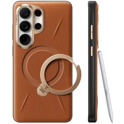 Custodia MagSafe per Samsung Galaxy S26 Ultra S948, Torras, QPRO Leather, Marrone