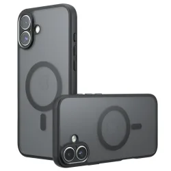 Custodia MagSafe per Apple iPhone 16, Techsuit, PureFrost, Nero Satinato
