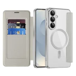 Custodia MagSafe per Samsung Galaxy S26 Plus S947, Techsuit, SmartMag Book, Grigio
