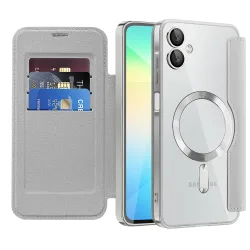 Custodia MagSafe per Samsung Galaxy A06 A065, Techsuit, SmartMag Book, Grigio